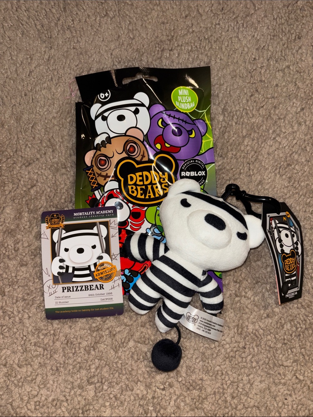 Deddy Bears Prizzbear Mini Plush Keychain Edition - Black & White